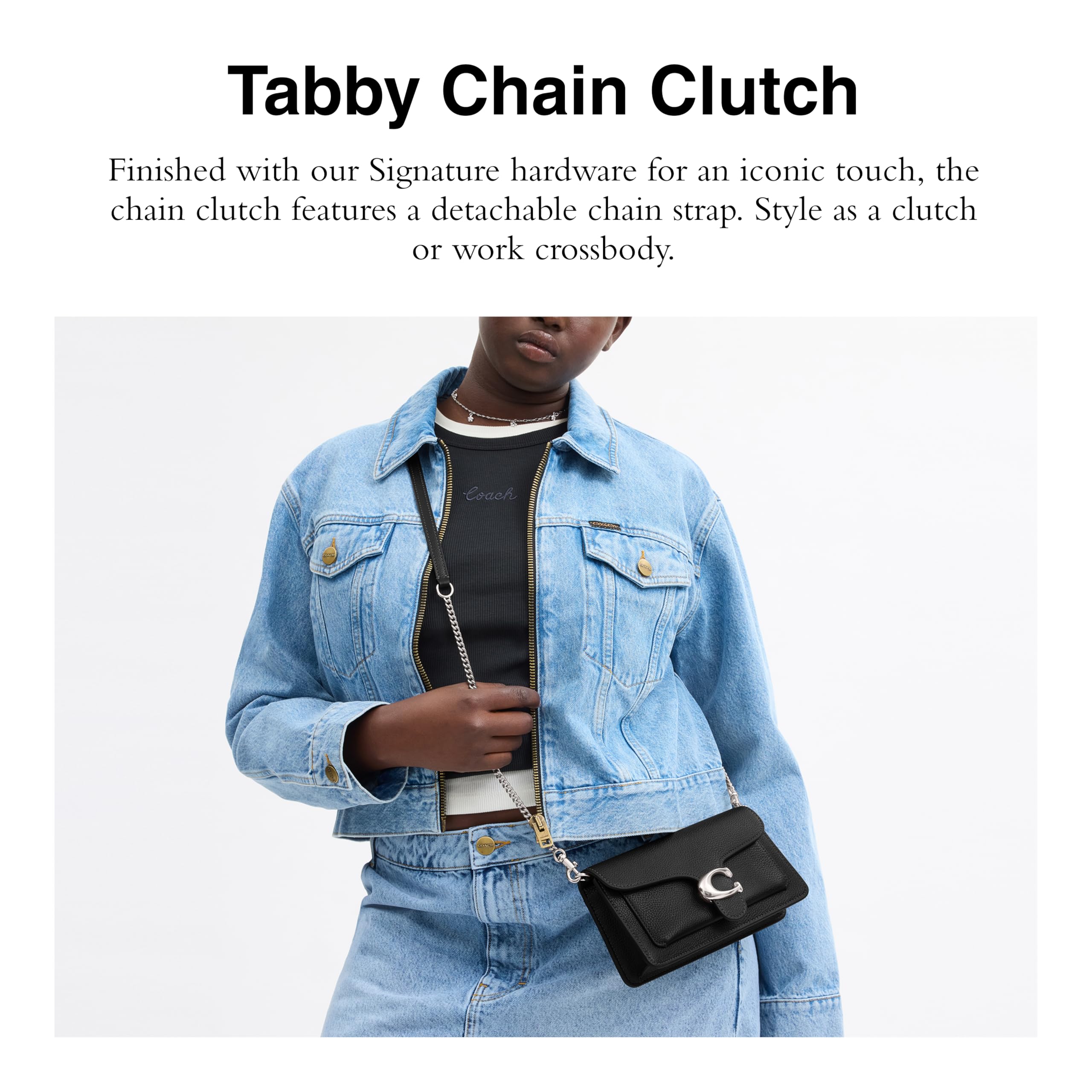 COACH, Womens, Tabby Chain Clutch, Black 1, One Size