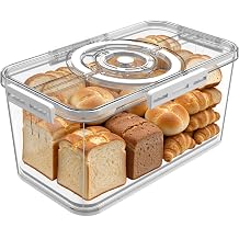 Bread Box with Lid and Handle,Time Recording Airtight Bread Container