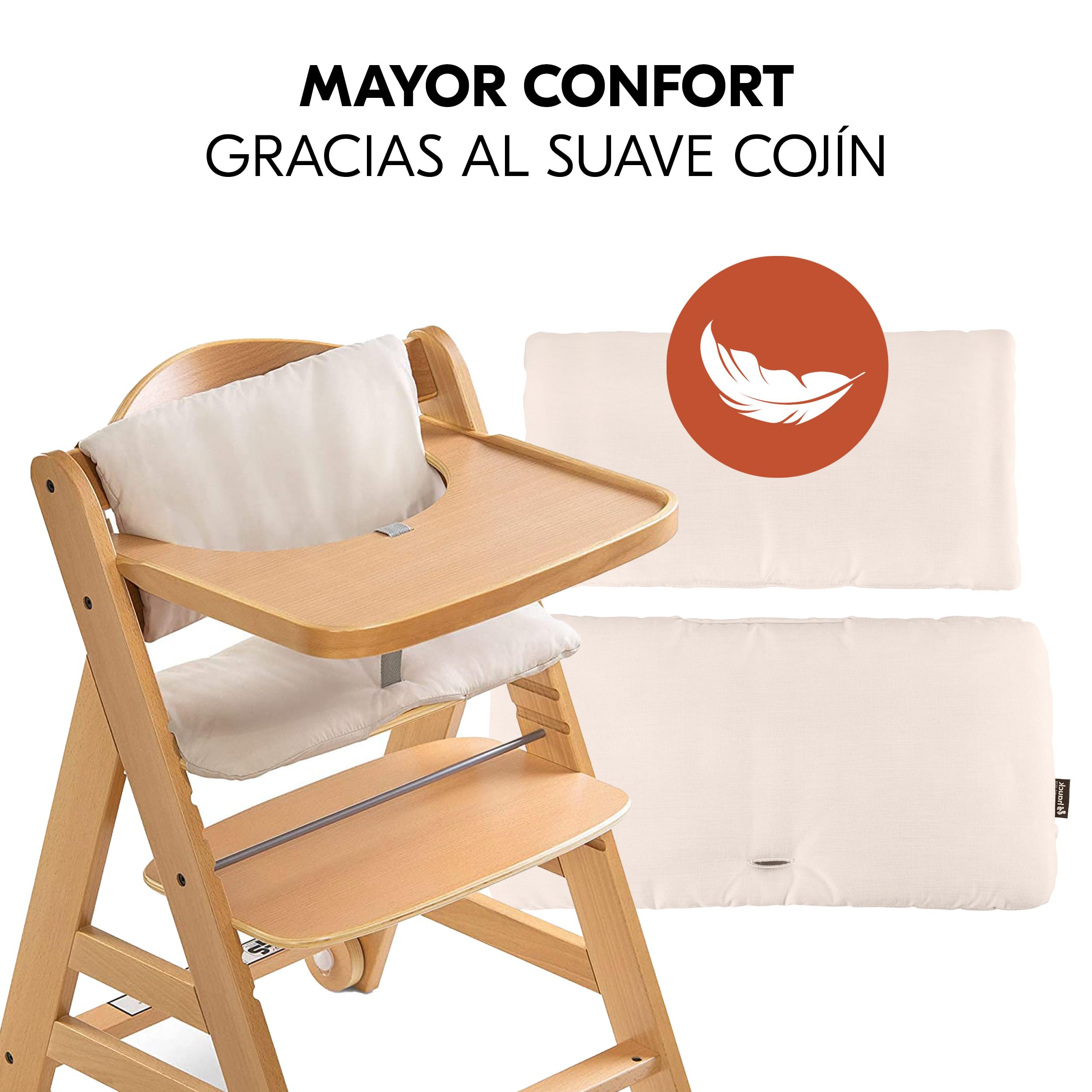 hauck Alpha Move Newborn Deluxe Set de Trona Evolutiva Bebé - Tronas de Madera con Hamaca para Recién Nacido - Móvil - Cojín y Bandeja - Silla Alta Niños Regulable - Natural
