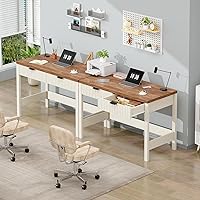 Vista 8 de Escritorio estriado para computadora con 2 cajones, escritorio pequeño de computadora de 39 pulgadas con almacenamiento, escritorio compacto