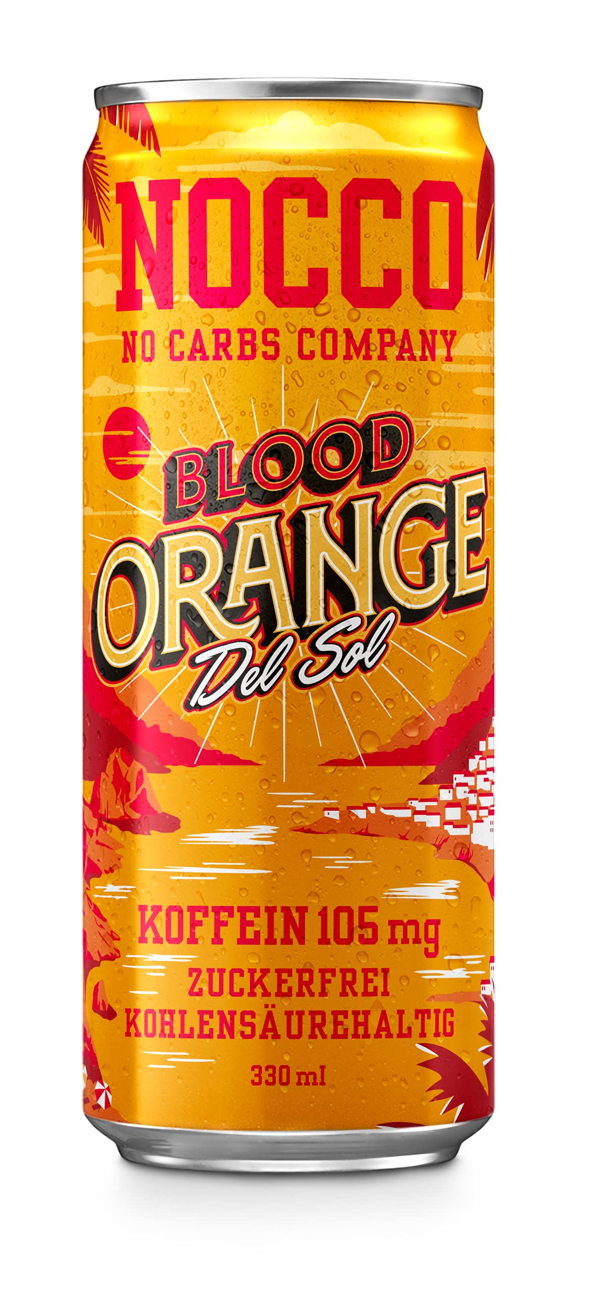 NOCCO BCAA DRINK | Blood Orange Del Sol 330 ml | BCAA | 105 mg Koffein | Energy Drink | Buxtrade | Versch. Mengen (16 Dosen)