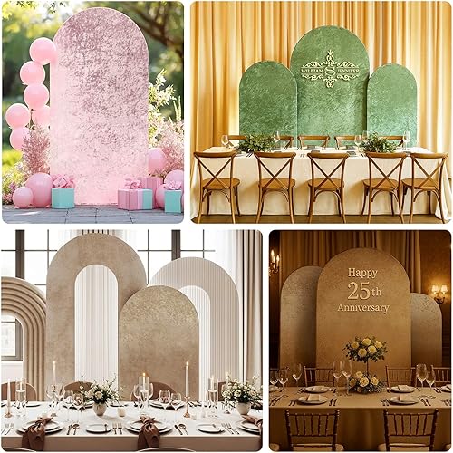 Miniatura 5 de Efavormart - Juego de 3 fundas para arco de boda de terciopelo aplastado verde esmeralda para soportes de fondo redondos - 5, 6, 7 pies