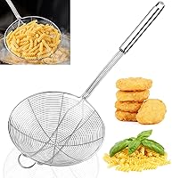 Vista 1 de Yimi Colador de araña de 16.5 pulgadas Espumador de cocina de acero inoxidable con mango largo de doble gancho Cuchara de alambre en espiral