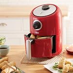 DASH Friteuse à air compacte avec contrôle de température, panier à frire antiadhésif, guide de recettes + fonction d'arrêt automatique, 2 Quart - Rouge