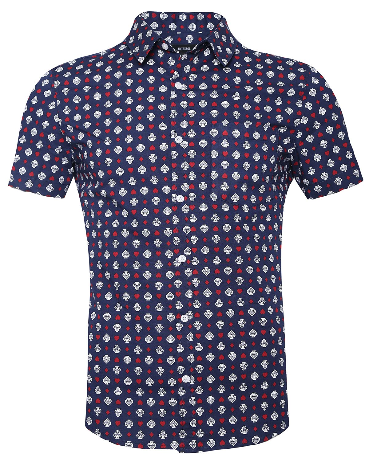 TOPORUS Men's Casual Short Sleeve Printing Pattern Button Down Shirt