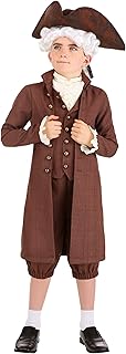 Historical Child John Adams Costume, Halloween & Dress Up Outfit With Jacket, Cravat, Pants, And Hat