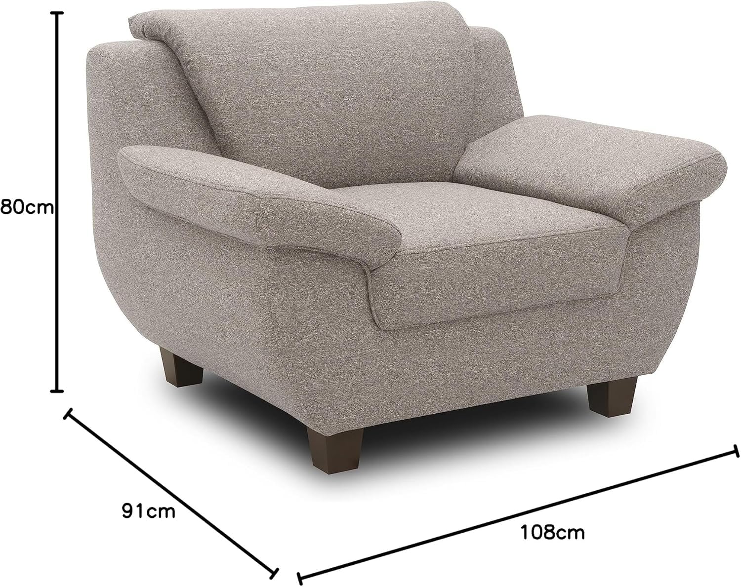 DOMO. collection Panama Sessel, Polstersessel, Einzelsessel, Sofa Garnitur, 3-2-1, Taupe, 108 cm