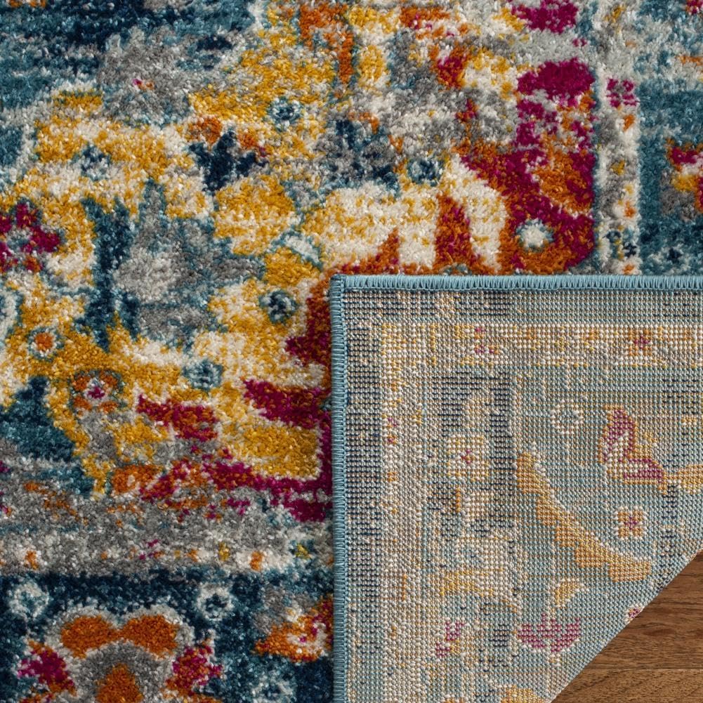 SAFAVIEH Madison Collection Area Rug - 5' x 7', Teal & Fuchsia, Transitional Design, Stain Resistant, Ideal for High Traffic Areas in Living Room, Bedroom & Dining Room (MAD154L-2PC)