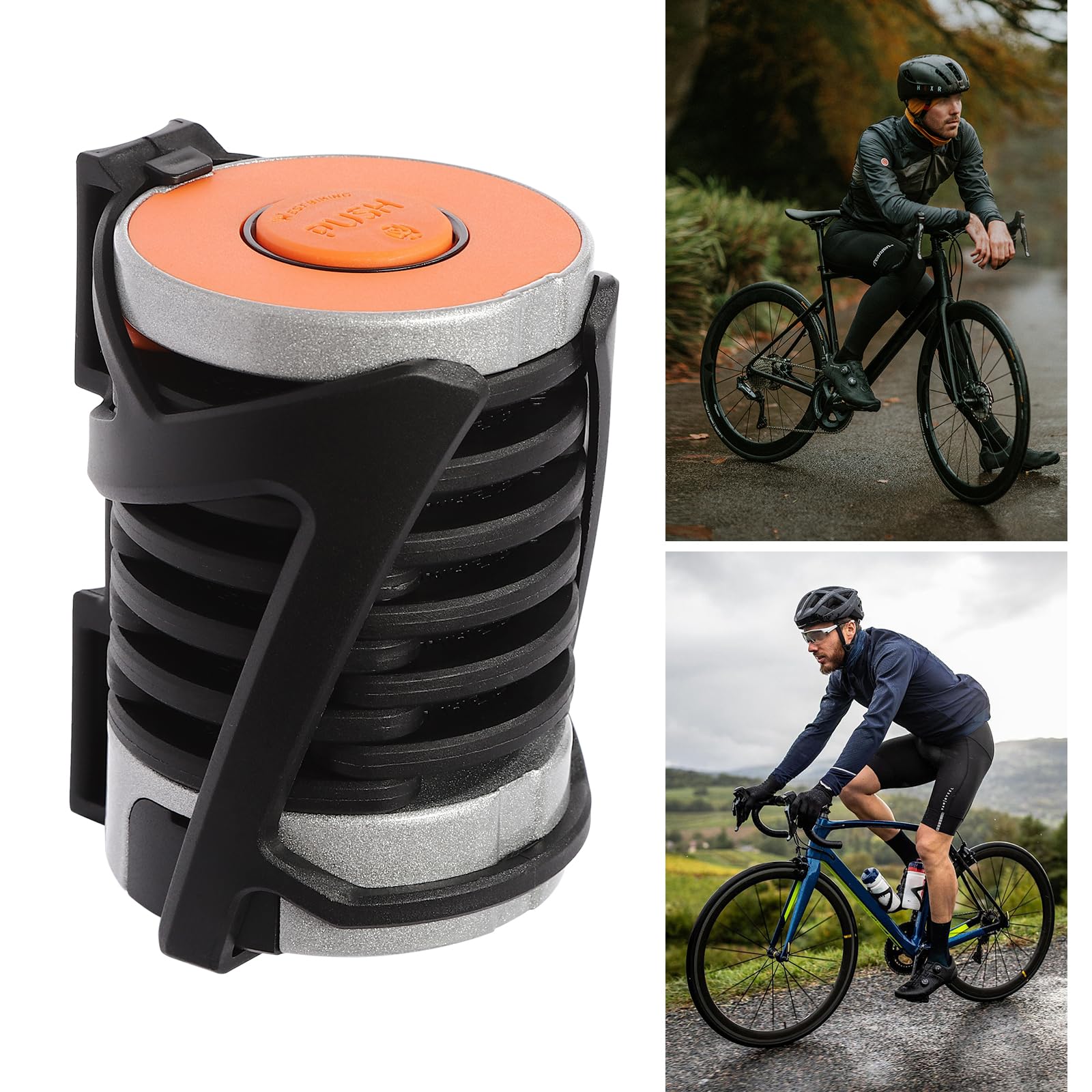 Zapięcie rowerowe, składane zapięcie do roweru wyścigowego, 4-cyfrowa kombinacja kodów, nierdzewne, wszechstronne zastosowanie do rowerów, motocykli i wielu innych (czarny i pomarańczowy)