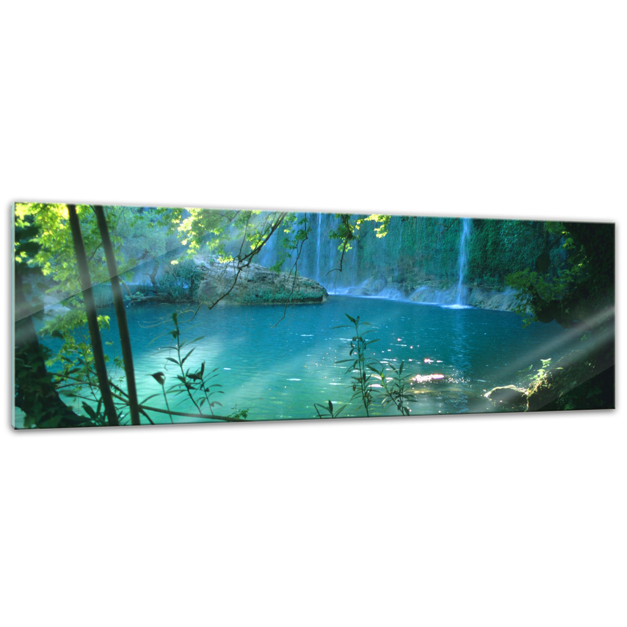 Bilderdepot24 Glasbild - Kursunlu Wasserfälle - Türkei - 120 x 40 cm - Deko Glas - Wandbild - Bild auf Glas - moderne Glasbilder - Glasfoto - Echtglas - kein Acryl - Handmade