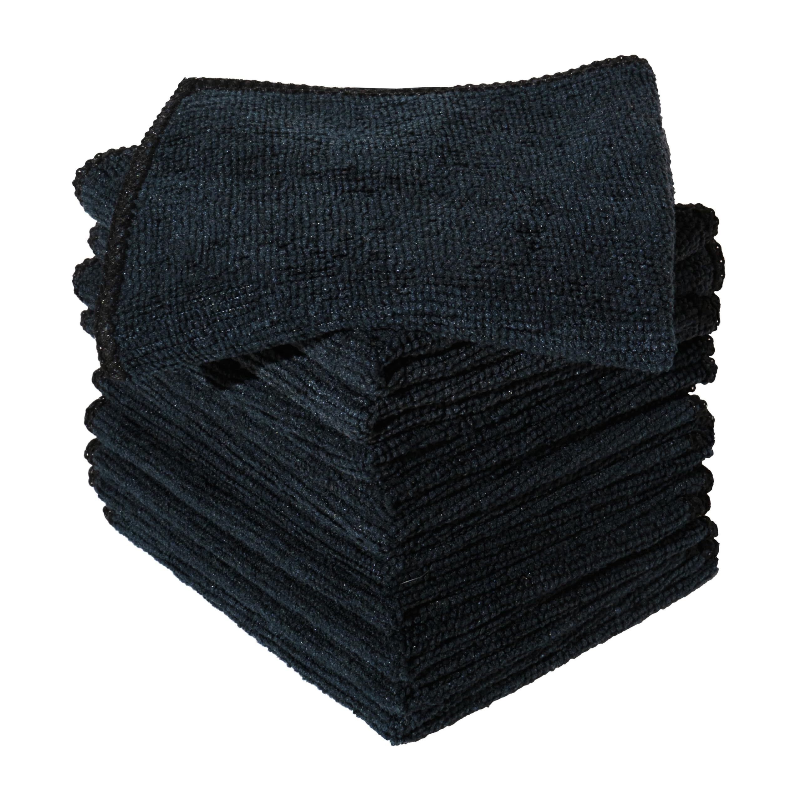 Furniture Clinic Black Microfibre Cloth (10 Pack) - Streak & Lint Free Multipurpose Cleaning Cloths - Absorbent, Reusable & Washable - Use on Glass Surfaces - For Furniture, Kitchen & Car - 25 x 20 cm