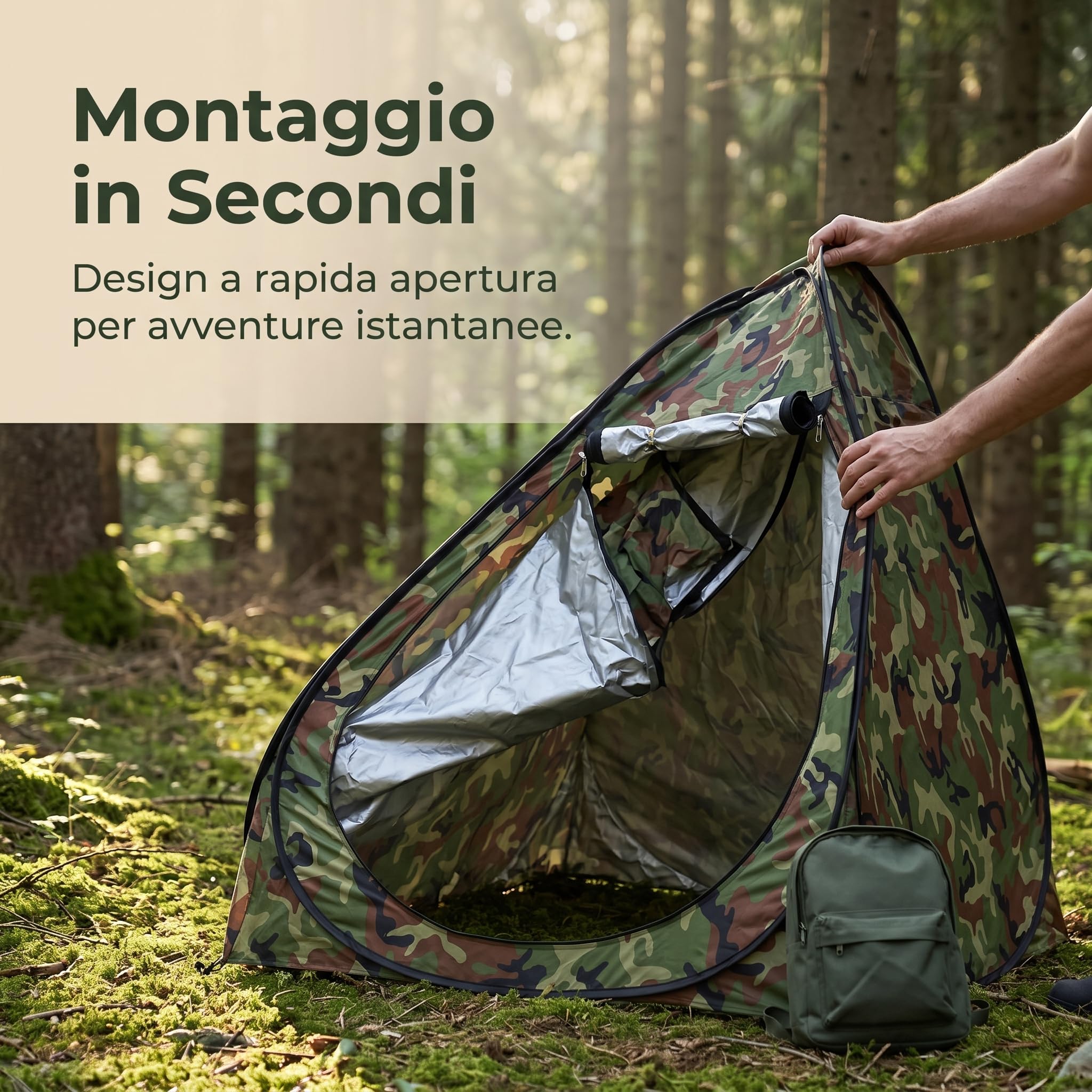 Up Mimetica Portatile per Caccia e Pesca, con Protezione Anti-, Mimetico foresta con una porta e cinque finestre, multi-angolo
