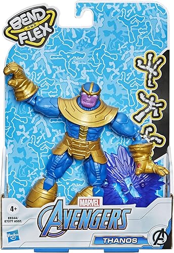 Miniatura 1 de Marvel Avengers E8344 - Acción curva y flexible, figura flexible de Thanos de 6 pulgadas, incluye accesorio, a partir de 4 años, multicolor