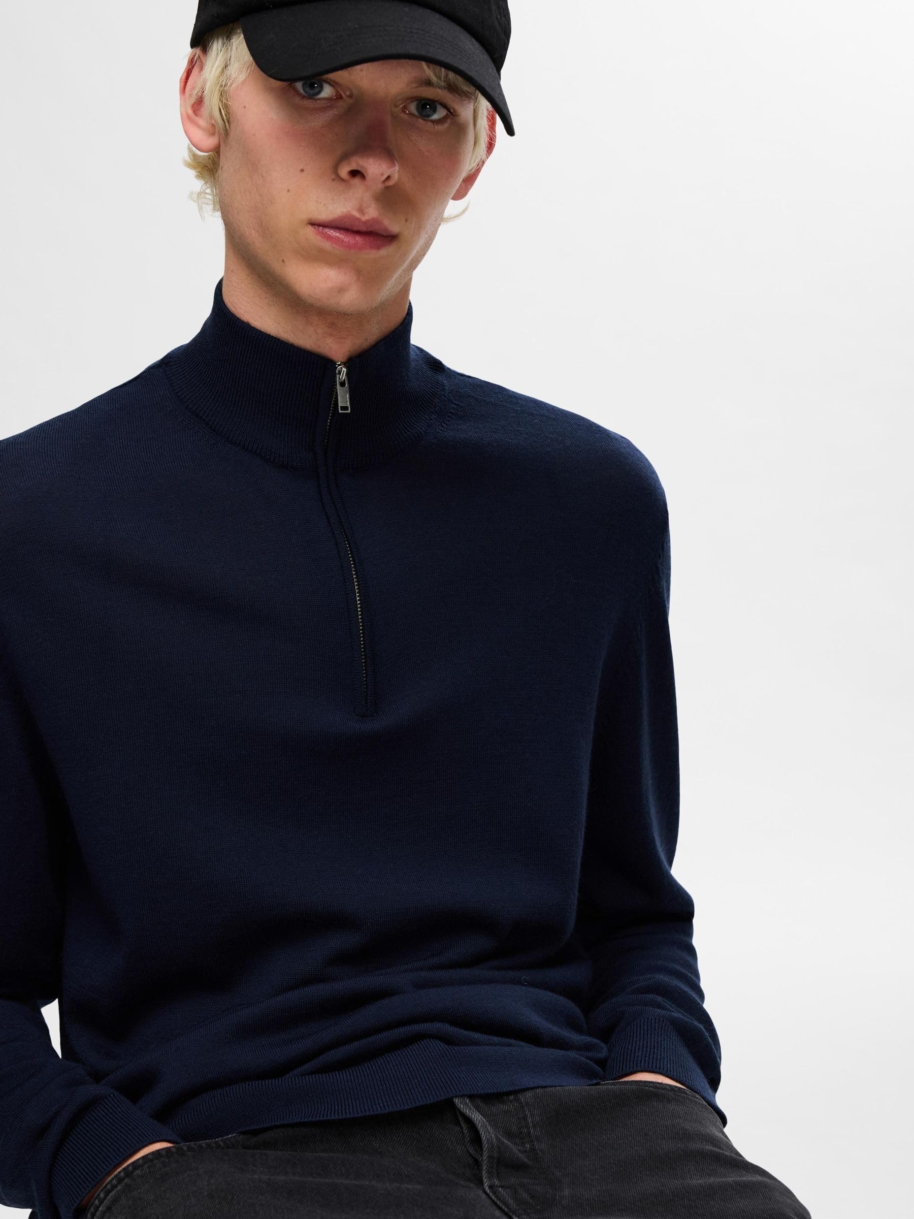 SELECTED HOMME Half-Zip Jumper 100% Merino Wool