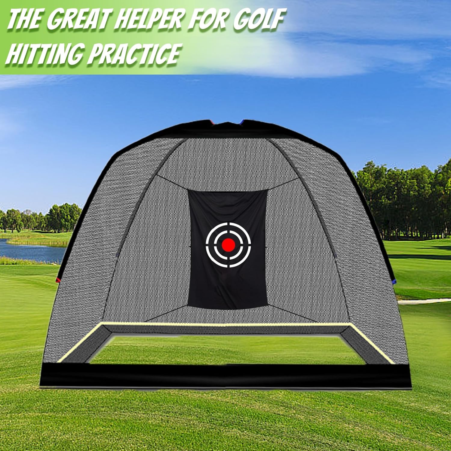 Golf Target Hitting Cloth - Black Portable Foldable Easy Setup for Indoor Outdoor Backyard Practice Training Aid Beginners Men Father Gift