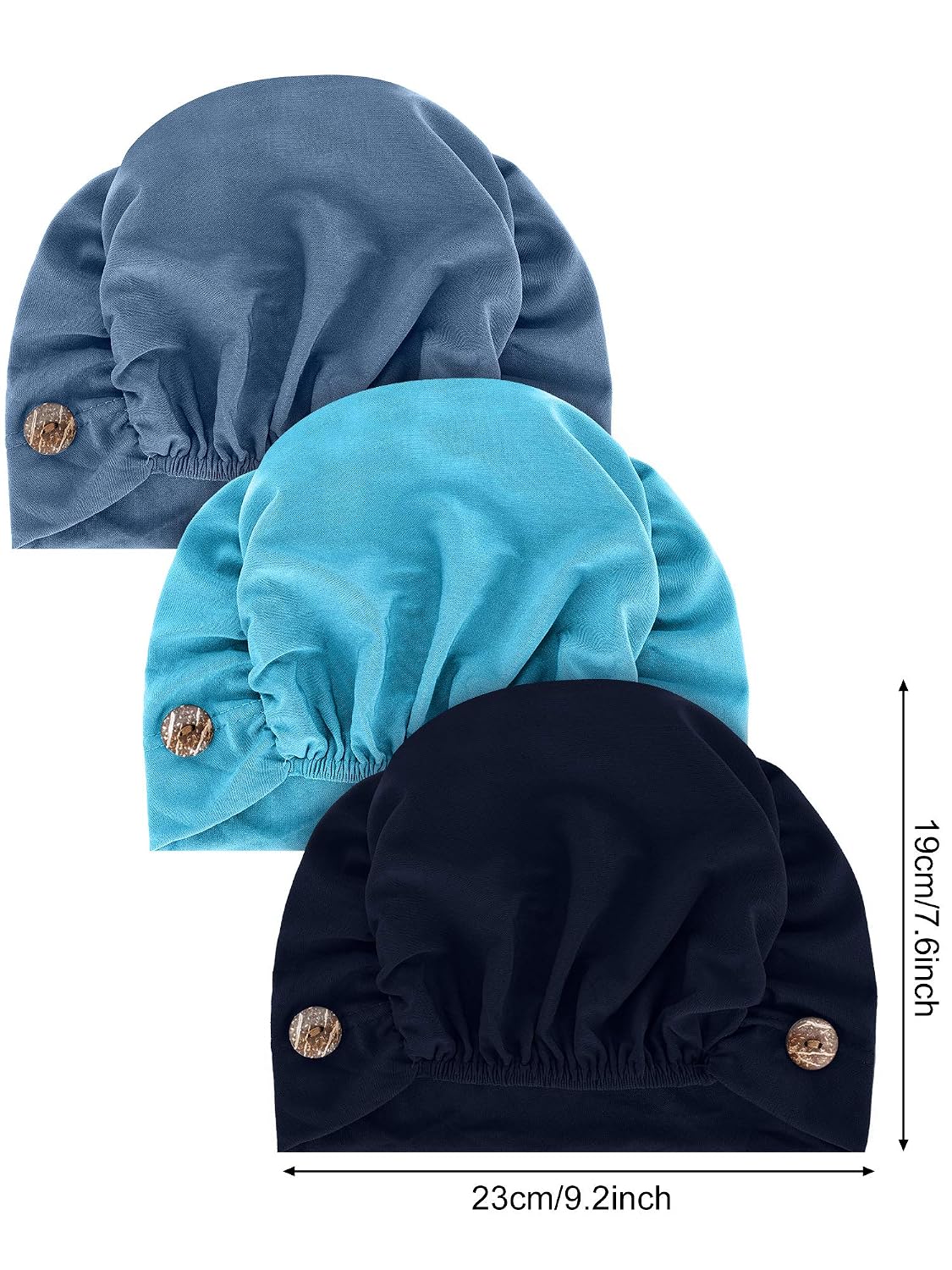 Geyoga 6 Pieces Soft Gourd-Shape Caps with Buttons Stretch Bouffant Hats Turban Headband with Ear Loop Holder Buttons