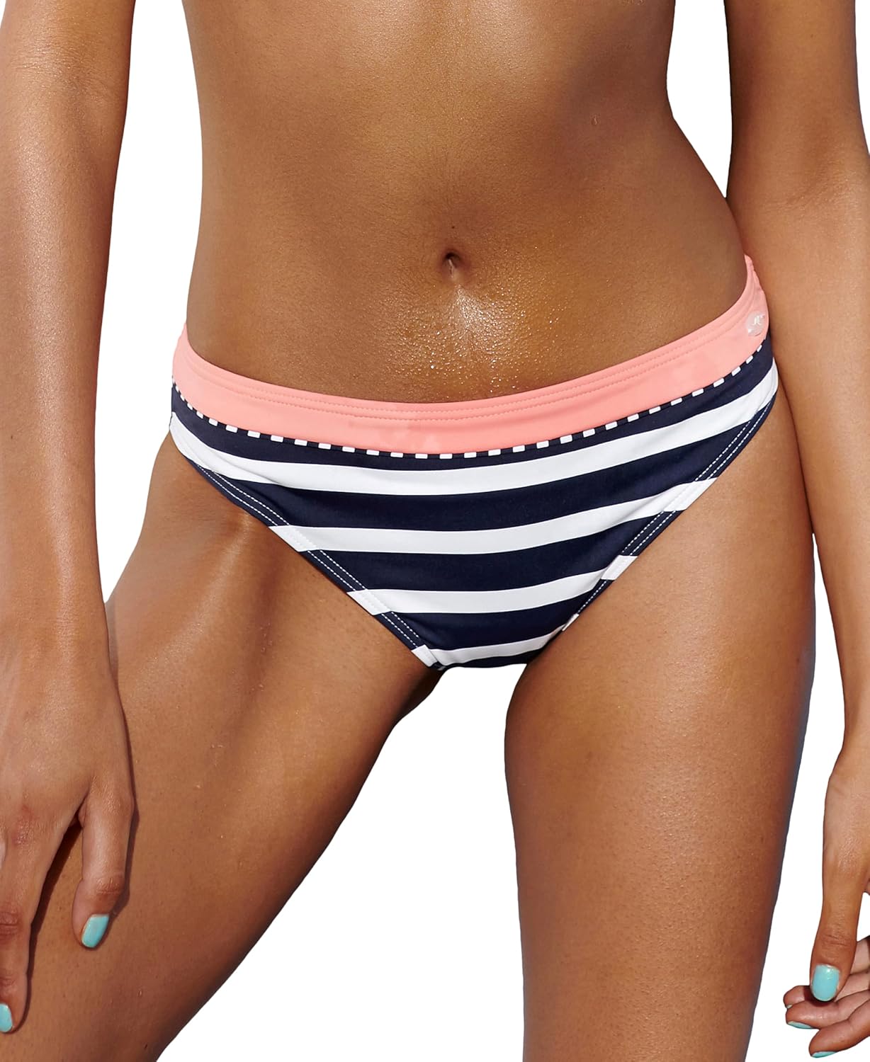 LASCANA Women's Striped Classic Bikini Swim Bottom