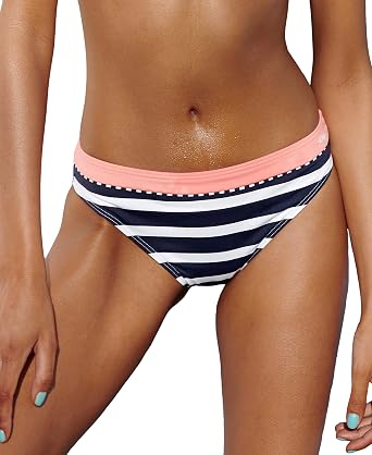 LASCANA Womens Striped Classic Bikini Swim Bottom
