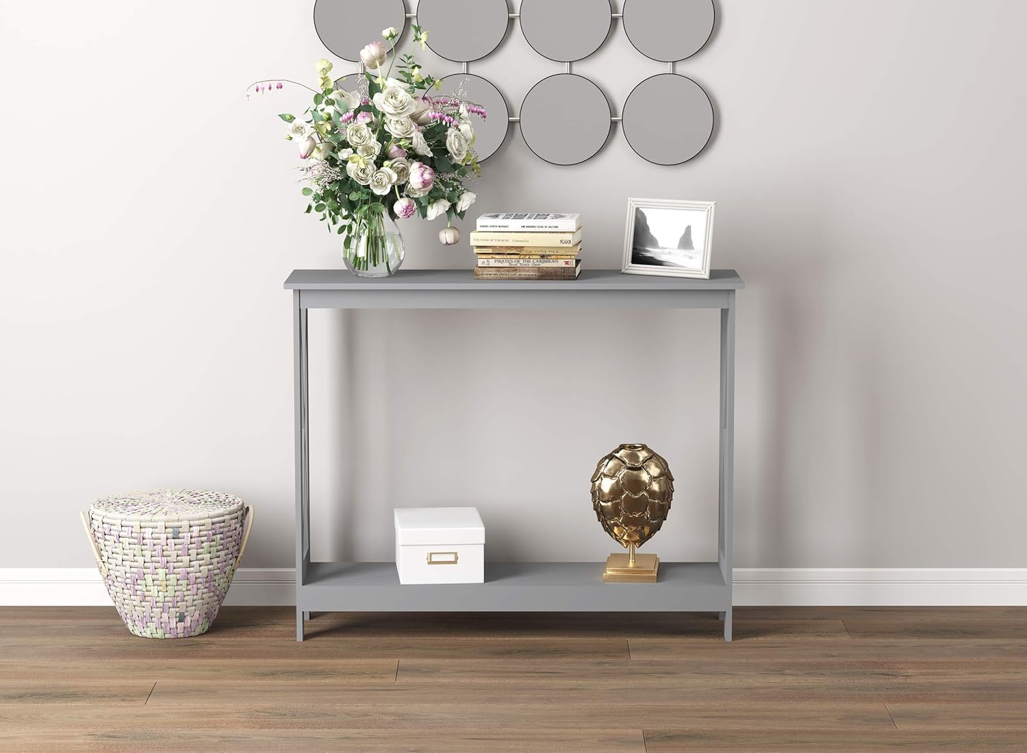 Safdie & Co. - Gray Console Table, 2-Layer Entryway Table, Console Tables for Entryway, Use As Doorway Table, Sofa Table, or Accent Furniture for Decorating Foyer, 12 x 31.5 x 39.5 Inches