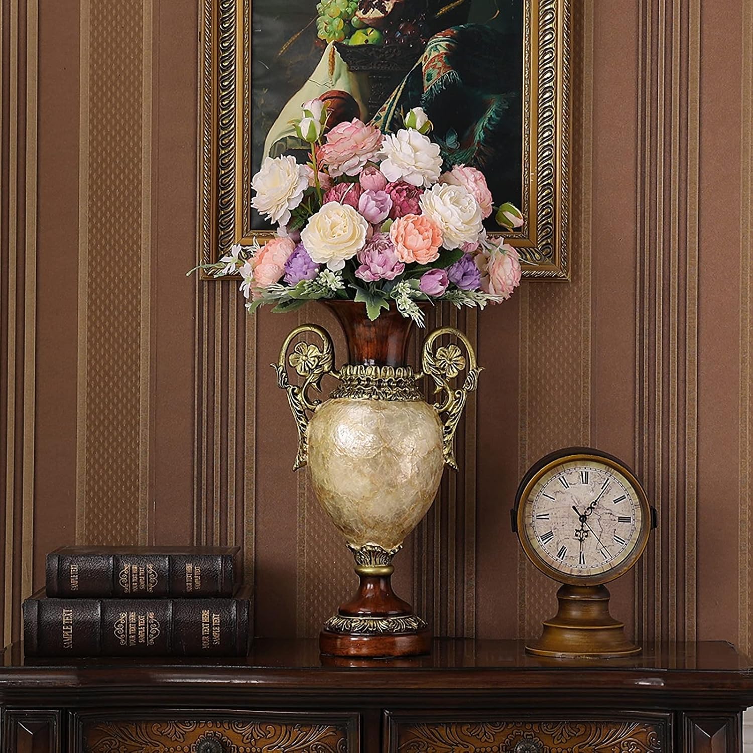 Elegant Large Flower Vases Table Centerpiece for Kitchen Dining Living Room Home Decor, European RetroTall Big Resin Flowers Chinese Vases for Bedroom Decorations, Christmas Wedding Gift 16in×9.4in