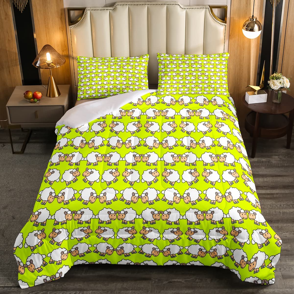 Cartoon Sheep Cute Sheep Bedding Set for Kids Boys Girls Lovely Animal Duvet Set Farm Sheep Room 2Pcs Single Size