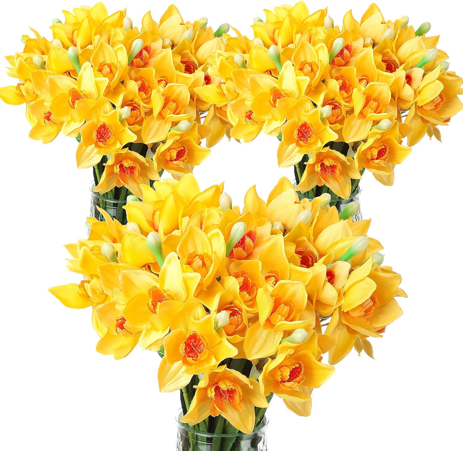Giegxin 30 Pieces Artificial Daffodils Flowers 16.4 inches Narcissus Spring Flower Faux Flowers for Home Decor Indoor Decorative Flowers Artificial Flowers for Home Garden Wedding Party (Yellow)