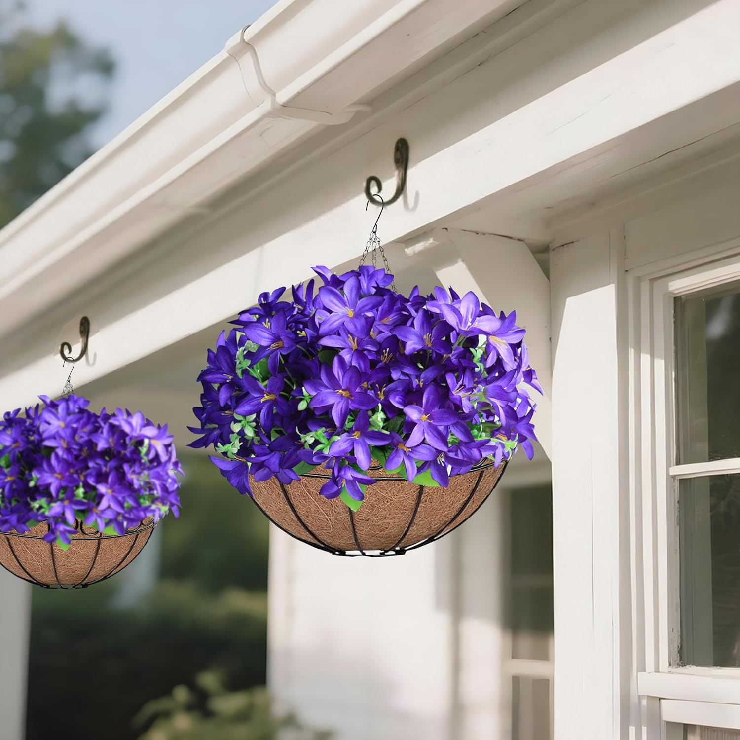 Artificial Plants Flower for Outdoors 4 Bundles Artificial Silk Flowers Fake Spring Flowers Indoor Outside Plastic plants Purple Faux Azalea Flower for Garden Porch Window Box Decoration (Purple) - Image 7