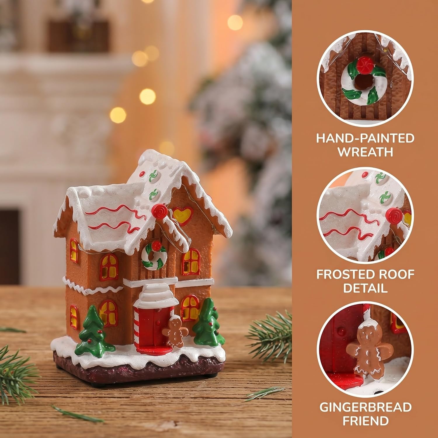 Operitacx LED Christmas Village House - Lighted Christmas Village House - Resin Glowing Holiday Miniature Ornament Music Box for Winter Tabletop Decoration Tiered Tray Decor