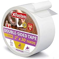 Vista 1 de XFasten Cinta de doble cara transparente, extraíble, 2 pulgadas por 30 yardas, ideal como cinta de envoltura de regalo, para sostener alfombras