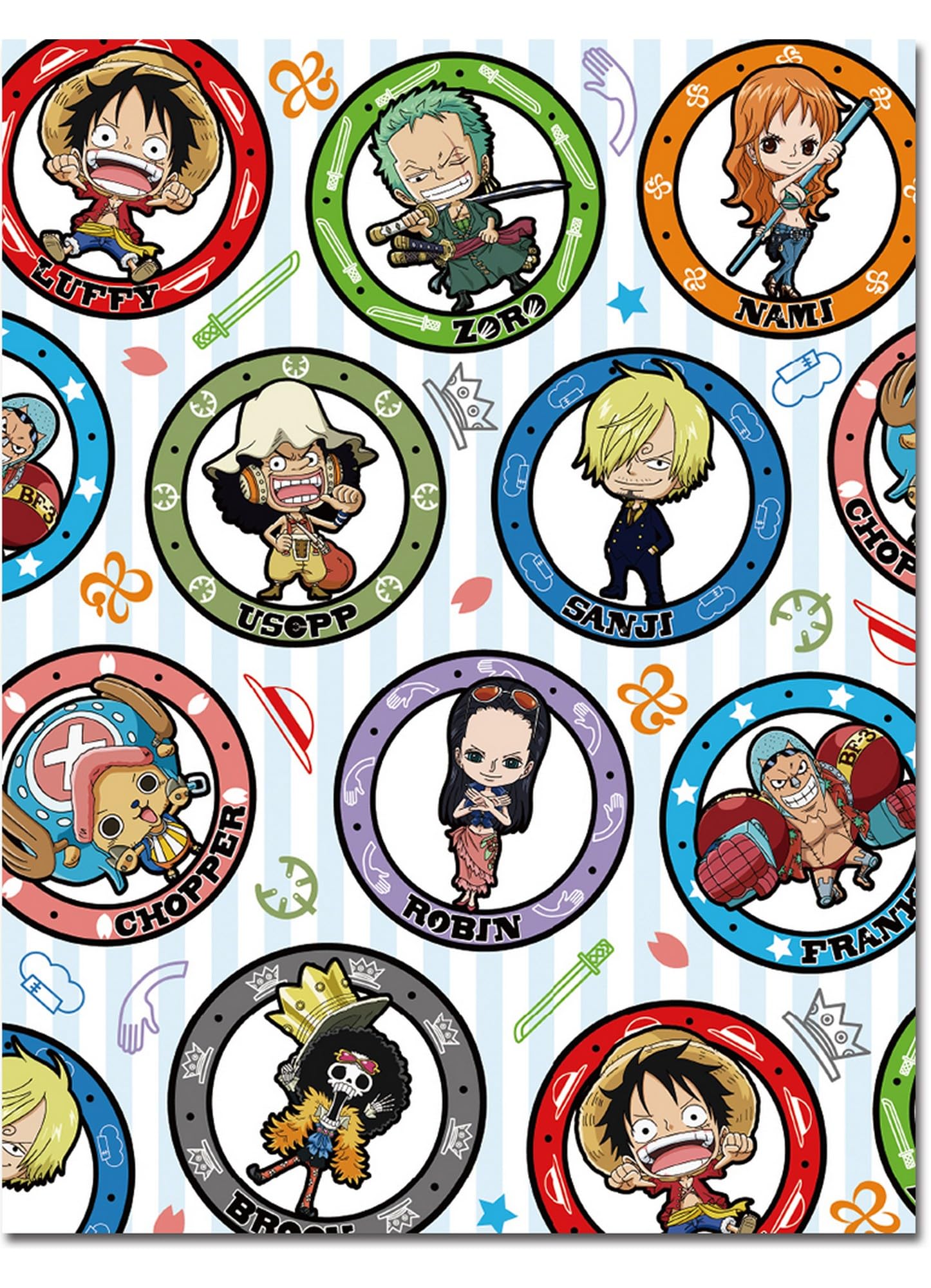 Great Eastern Entertainment One Piece - Fi Arc SD Badges Sublimation Throw Blanket 46" W x 60" H