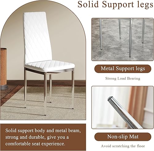 Miniatura 3 de JT Silla de comedor minimalista moderna de cuero ignífugo con diseño de rejilla de diamante, para restaurante, hogar, conferencias, juego de 4 o 6