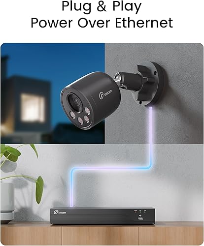 Miniatura 8 de Loocam Sistema de cámara de seguridad PoE de 16CH 8MP, 4TB HDD 4K 8pcs cámaras IP PoE con IA humano/detección de vehículos, NVR H.265+ de 16 canales