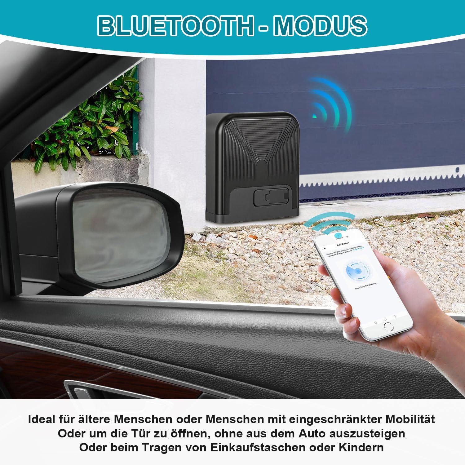 Attuatore scorrevole per cancello scorrevole 370 W 800 kg Smart WiFi azionamento automatico con 2 telecomandi, luce di avviso apriporta, funzione di chiusura automatica