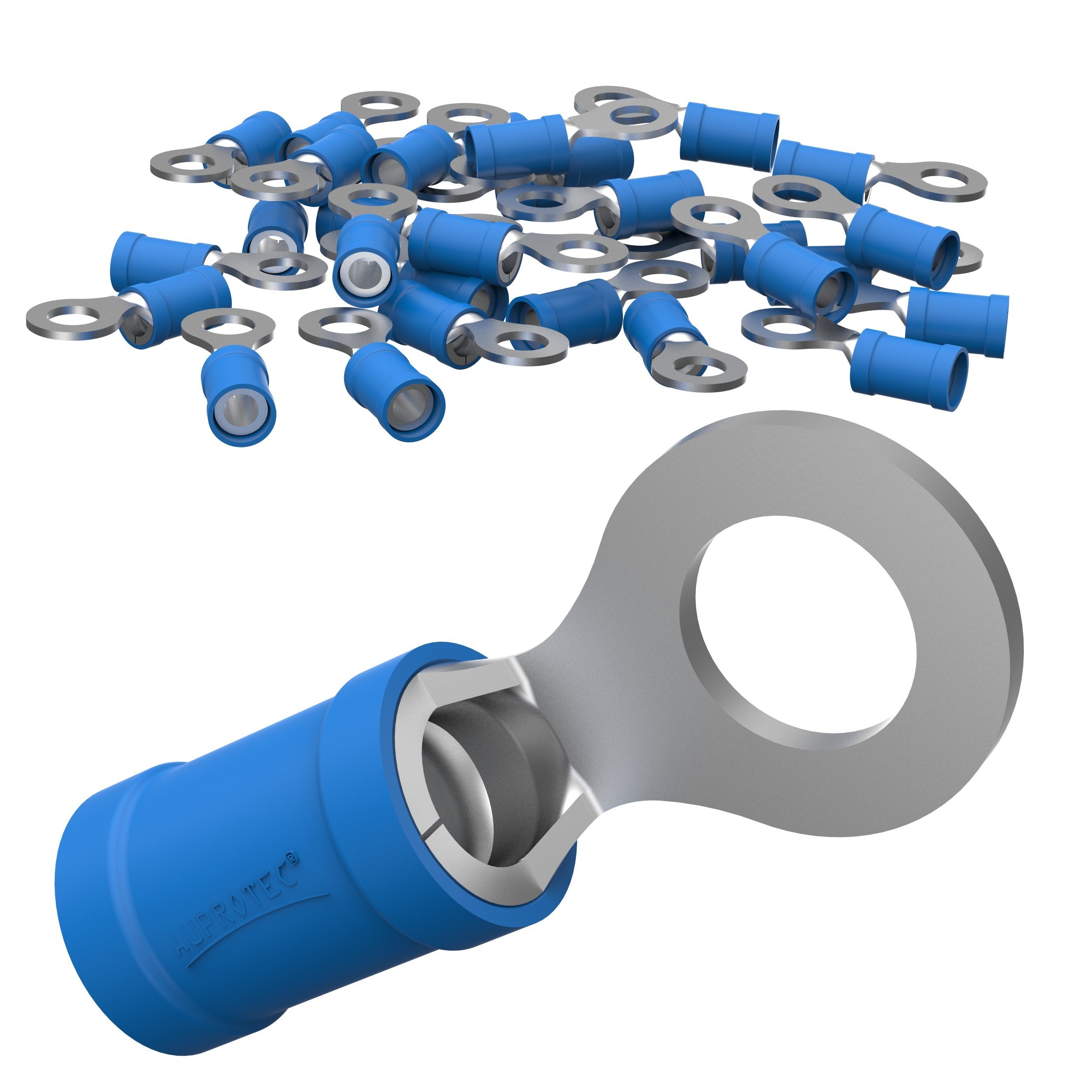 Cosse à œillet AUPROTEC de 0,5 à 6,0 mm², diamètre du trou de M3 à M12, connecteur de câble PVC RV en cuivre étamé et en partie