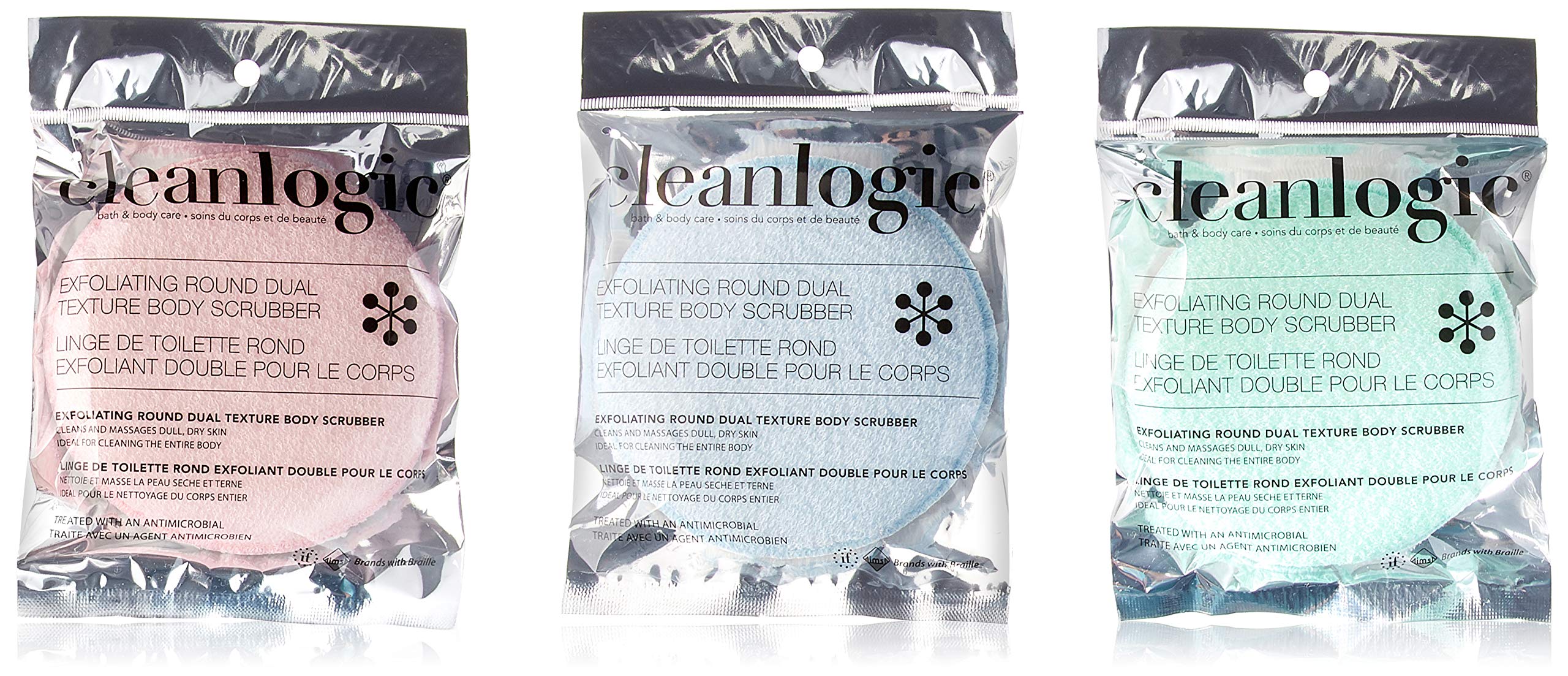 Clean LogicExfoliating Body Scrubber Round Dual Texture (3 Pack)