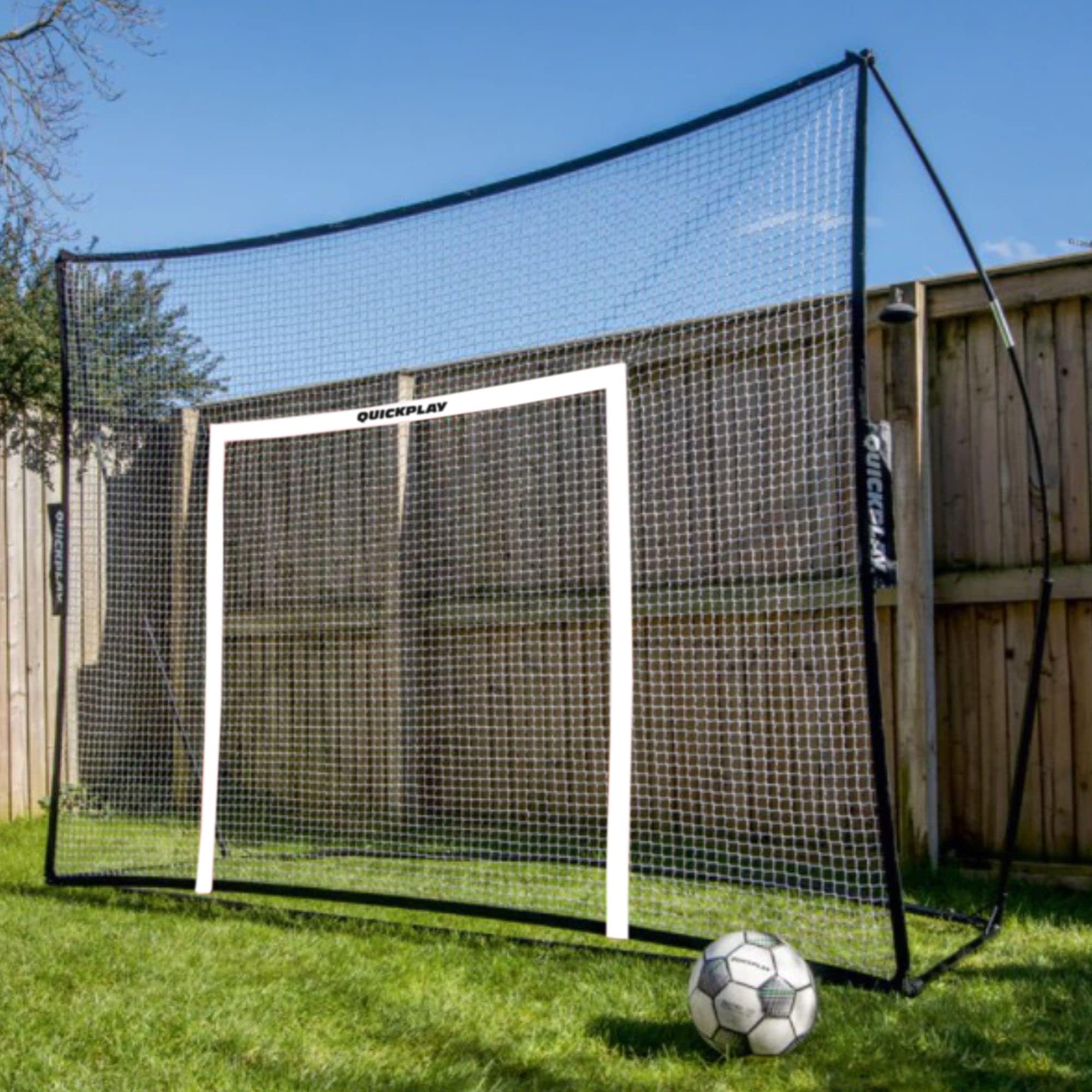 QUICKPLAY Mega Net Range a Free-Standing Sports Screen 8x6' | 2in1 Soccer Goal and Ball Stop Net with Detachable Goal Target