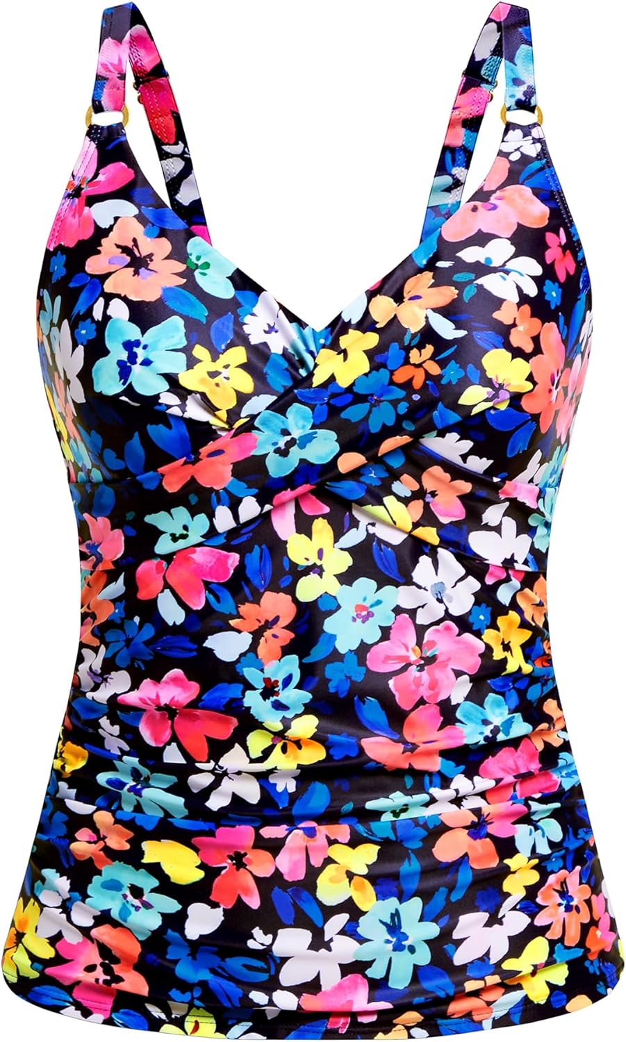 Women Tankini Top Only - Tummy Control Bathing Suit Top V Neck Twist Front Swim Tank No Bottom 2025