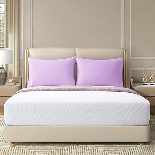 Miniatura 8 de NookZuzu - Juego de 2 fundas de almohada de microfibra ultra suaves de 1800 hilos con cierre de sobre, color morado, juego de 2 fundas de almohada