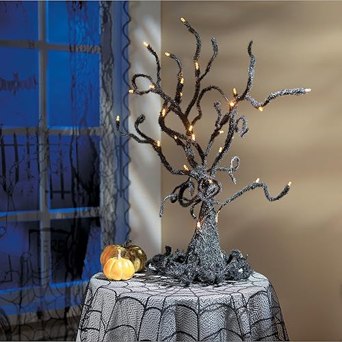 Miniatura 6 de Fun Express Panel de cortina de encaje iluminado espeluznante de Halloween (7 pies de largo)