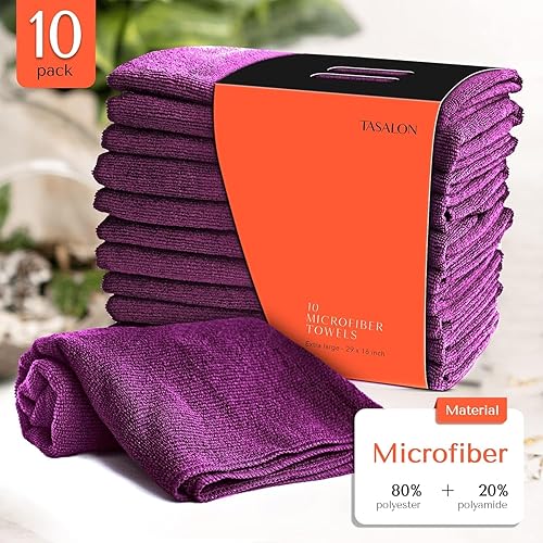 Miniatura 7 de TASALON Toalla de microfibra para el cabello, paquete de 10, toallas de peluquería, toallas de microfibra de secado rápido, toalla de microfibra