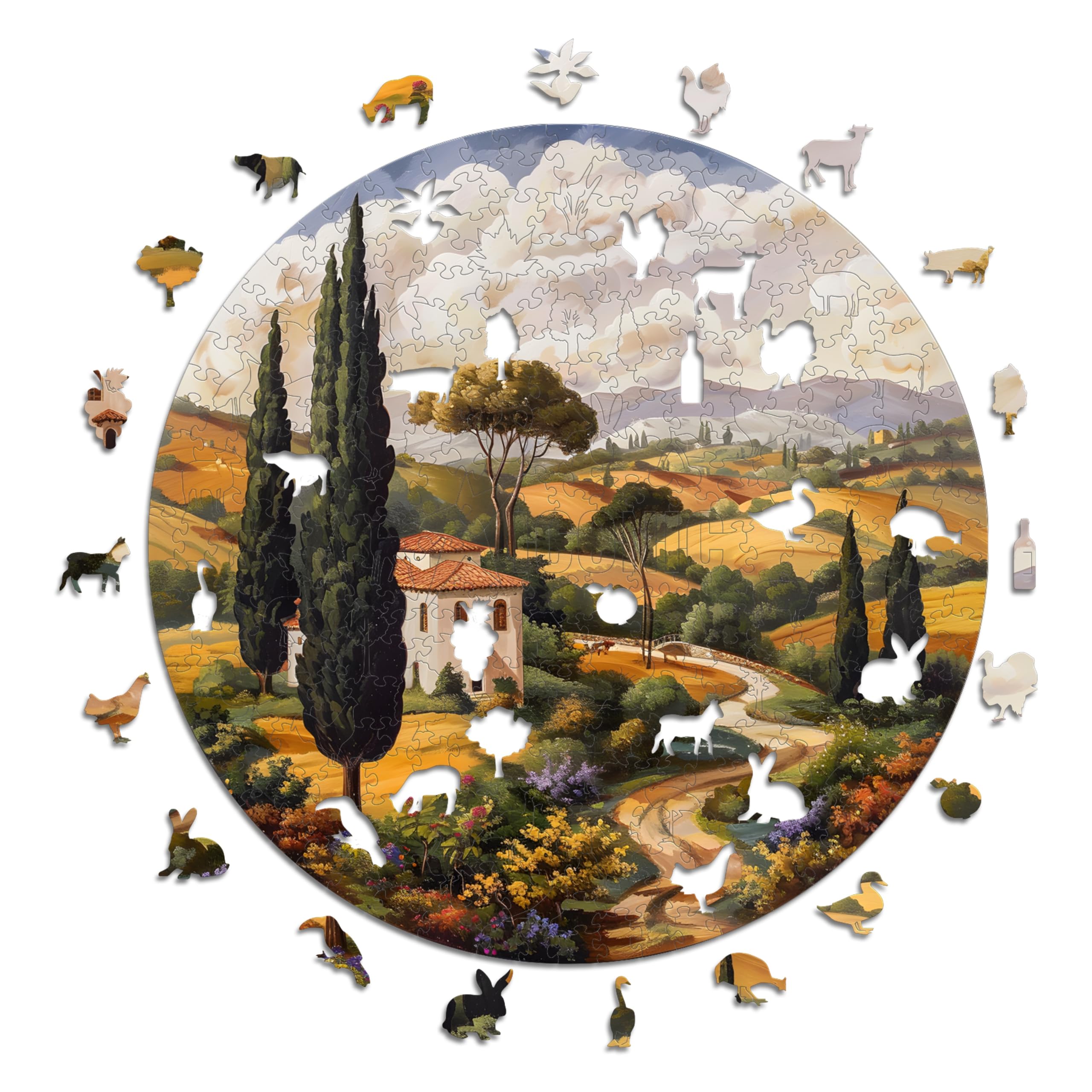 Iconic Puzzles - Tuscany, Italy, 100% sustainable wooden puzzle, Gifts for Children and Adults size S, 200 Pieces