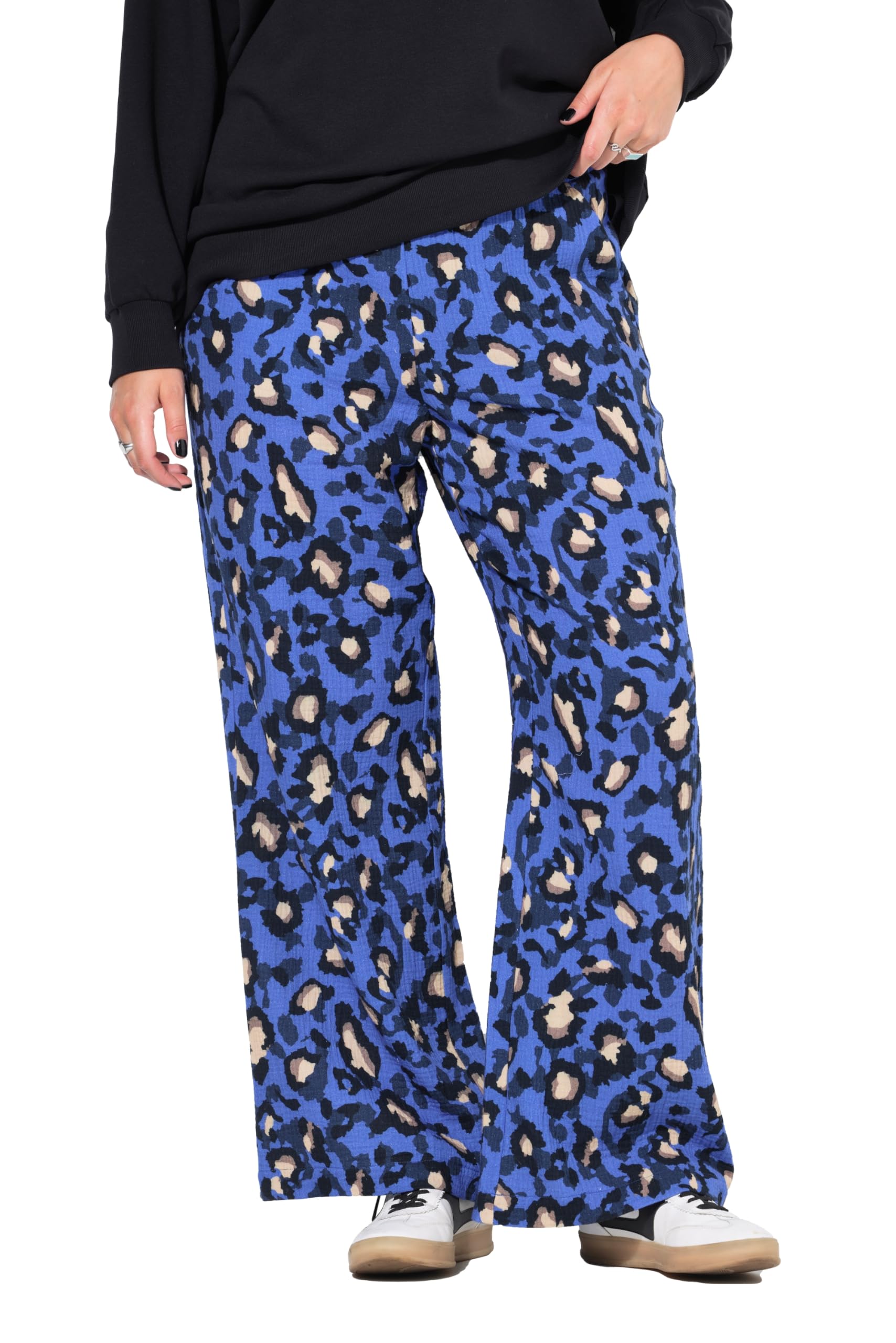 Studio Untold Damen große Größen Übergrößen Plus Size Hose, Wide Legs, Musselin, Color-Leo 839037