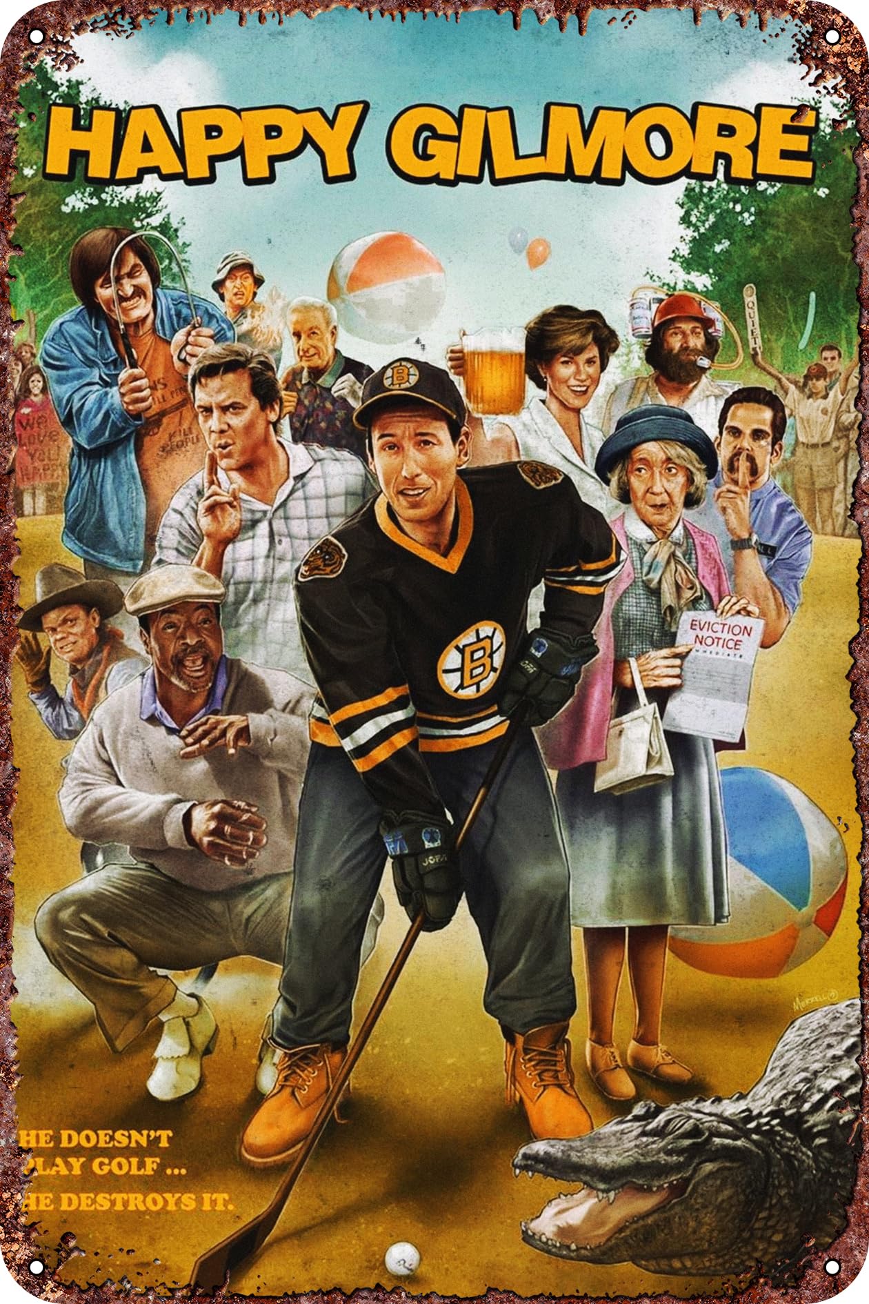 Targa Metallica Retrò Happy Gilmore - Poster Del Film In Latta 30x20 Cm Per Decorazione Parete, Regalo Per Fan - 3