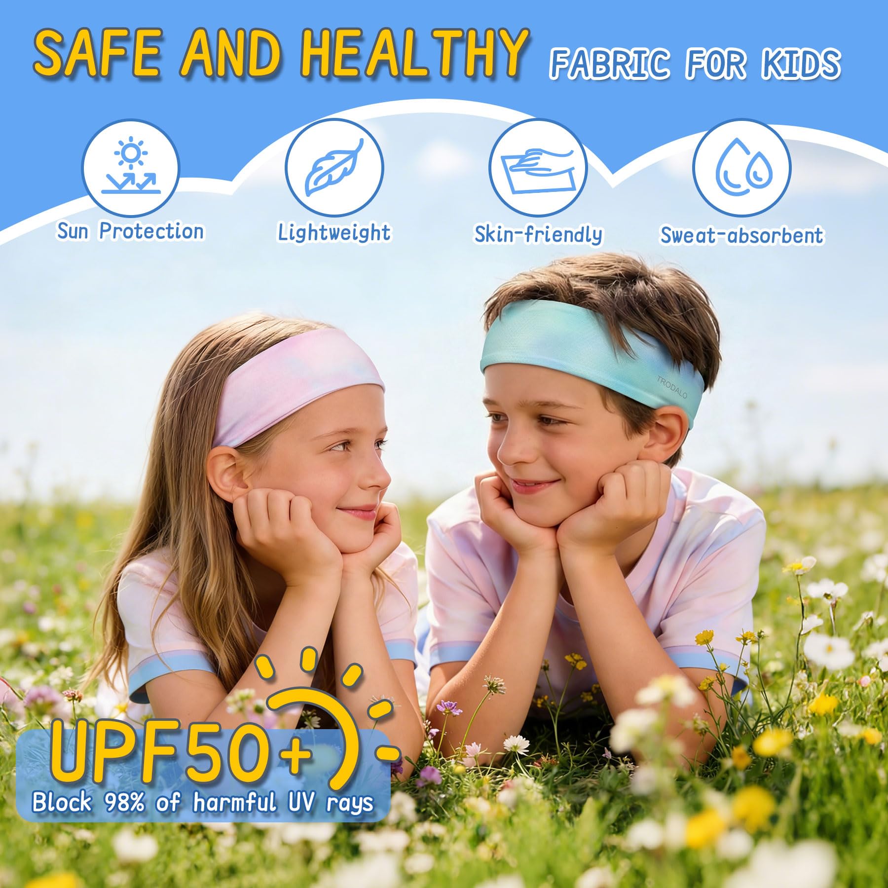 Trodalo Kids Sports Headbands for Girls Boys, Moisture Wicking Elastic Cooling Sweatbands, Non-Slip Lightweight Stretchy Hairbands for Soccer, Running, Basketball, Tennis - 3