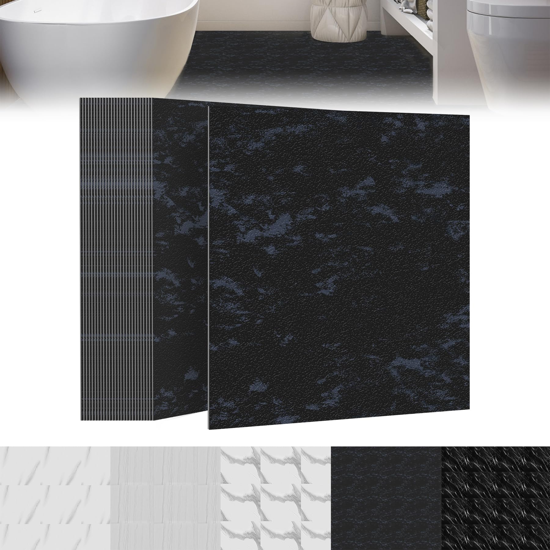 Froadp Pavimento autoadesivo in PVC, 30 x 30 cm, effetto piastrelle, 2,5 m², antiscivolo, impermeabile, per soggiorno, cucina, bagno e balcone, 27 pezzi, tipo D