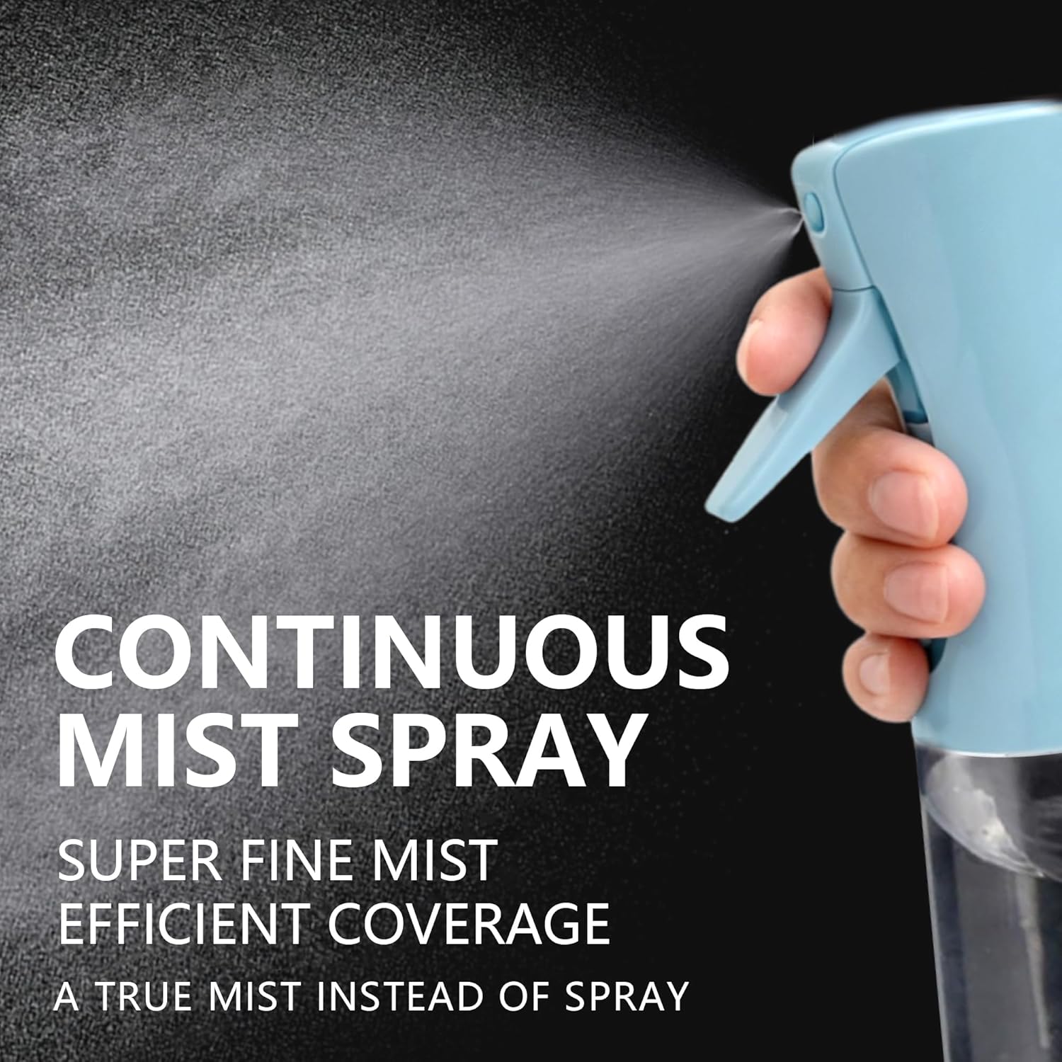 Miralosvian Spray Bottle for Hair Continuous Ultra Fine Mist (300ml) 360° Multi Spray Bottle for Plants, Cleaning, Skin Care Leakproof & Durable 2 Pack 300ml-2 pack Blue