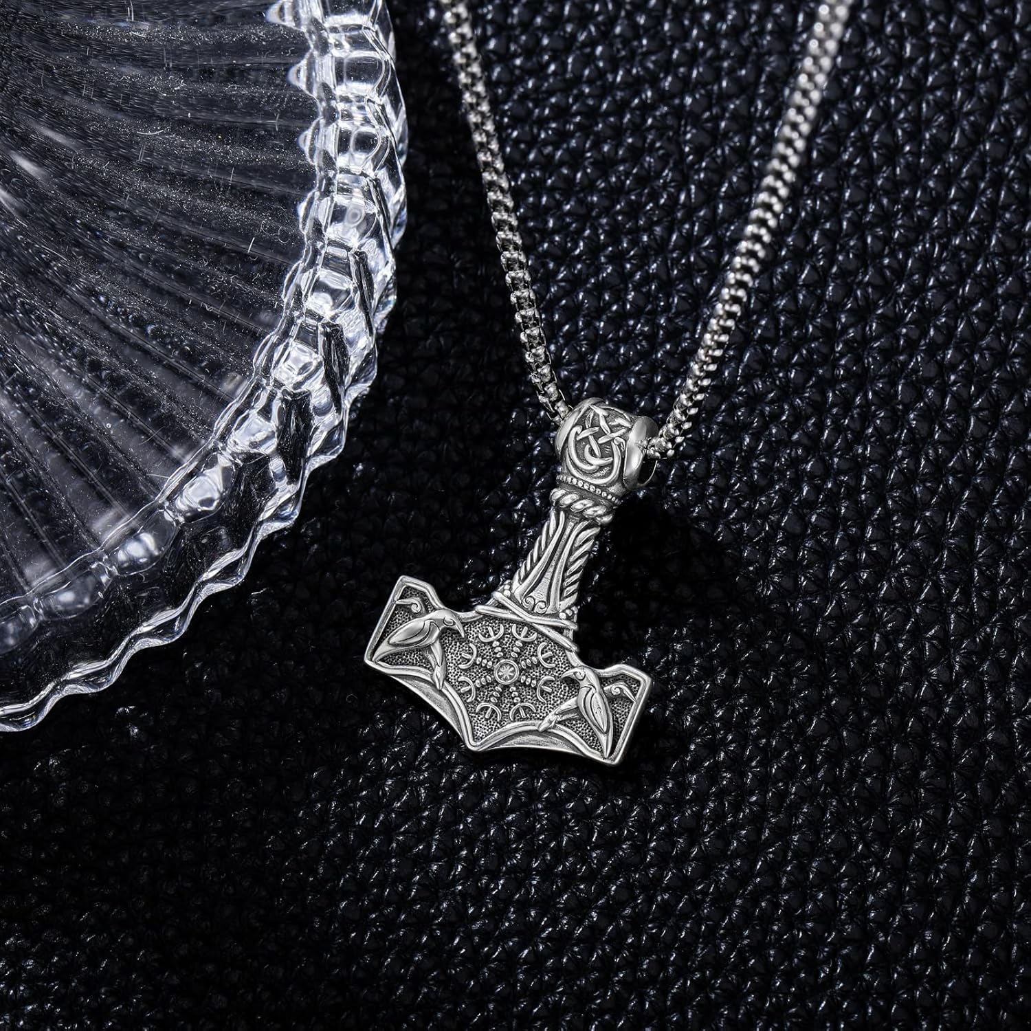 Thor Hammer Necklace 925 Sterling Silver Viking Mjolnir Hammer Talisman Pendant Norse Runes Amulet Jewelry Nordic Thors Hammer Jewelry Gifts for Men Women with 22’’+2’’Rolo Chain-Viking Mjolnir 01 - Image 7