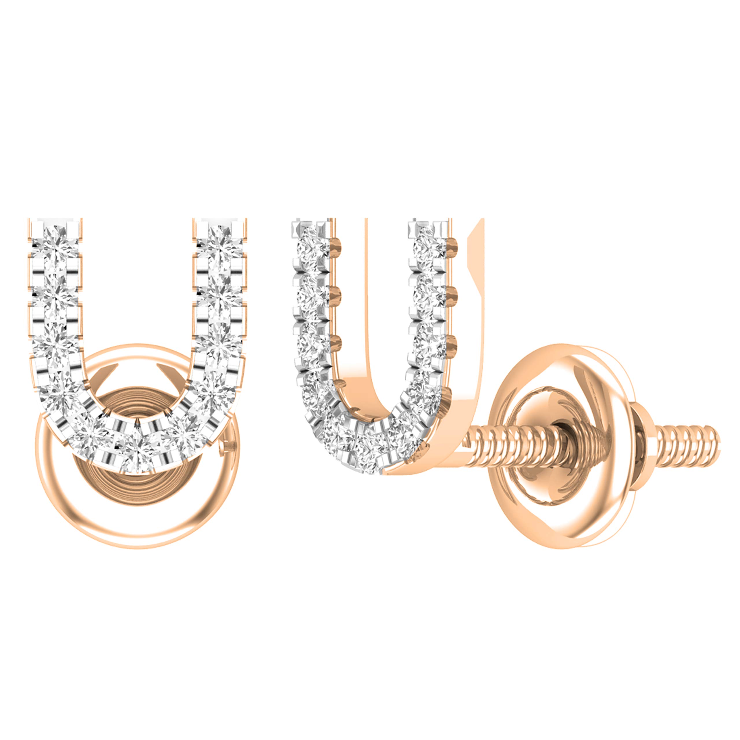 Dazzlingrock Collection - Pendientes de tuerca de 0,10 quilates (0,10 quilates (ctw), diseño de letra inicial de alfabeto blanco, 1/10 quilates, disponible en oro de 10 K/14 K/18 K y plata de ley 925