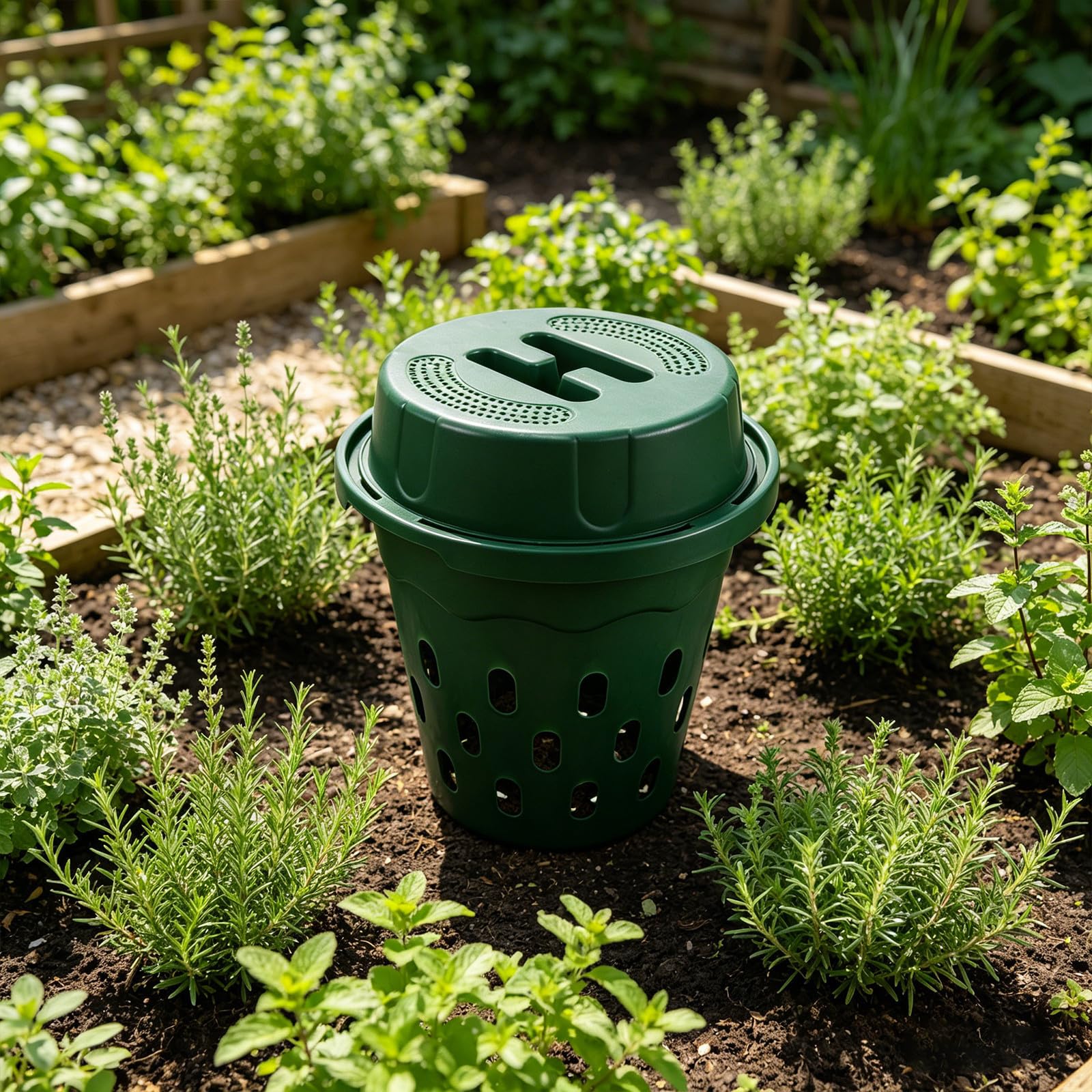 Compostadora de Plástico Verde para Residuos Orgánicos y Desechos de Cocina Vermicompostaje para Jardín y Exteriores