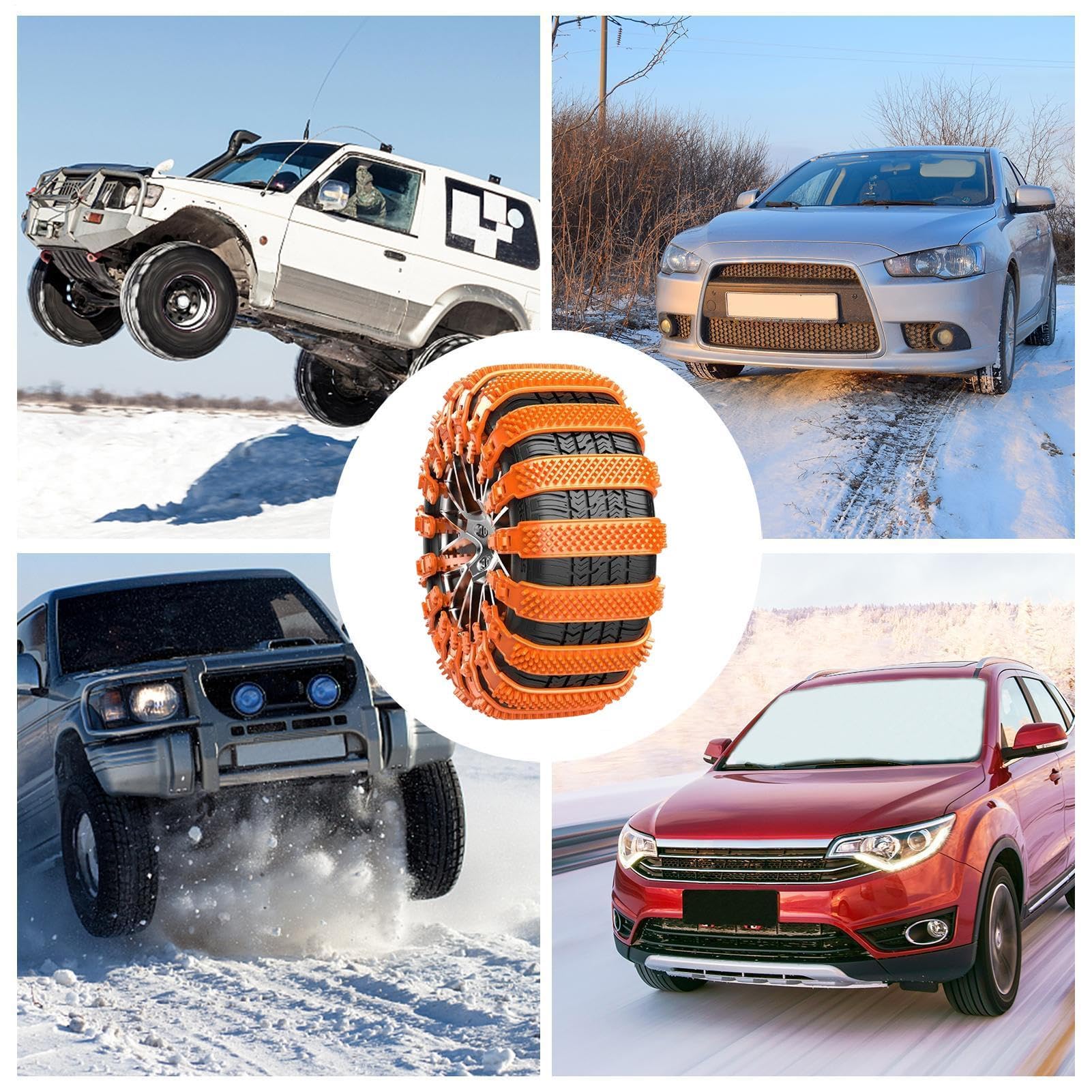 Schneeketten für Autoreifen, 5 Stück, rutschfeste Schneereifenketten, wiederverwendbarer Traktionsgurt für Fahrzeug, Auto, Roller, SUV, Limousine, LKW, Autofahren, Roadtrip, Reisen, schlammige Straßen